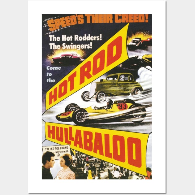 Vintage Drive-In Movie Poster - Hot Rod Hullabaloo Wall Art by Starbase79